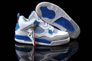 Women jordan 4 basketball shoes(white/military blue/ntrl grey) 16666